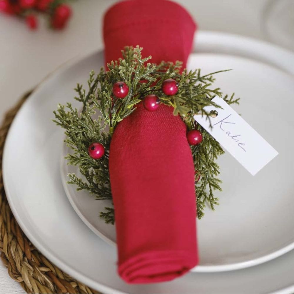 Rustic Red Foliage + Berry Napkin Rings