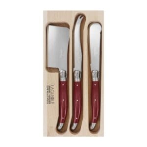 Laguiole Cheese Set + Wood Box Cherry Red