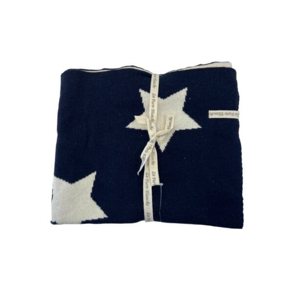 La Porte Blanche 100% Cotton Baby Blanket Navy+White Stars